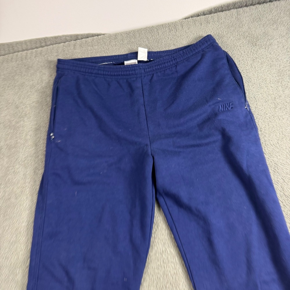 Vintage Nike Blue Sweatpants Mens Medium Embroidered Logo Ankle Zip Joggers 90s